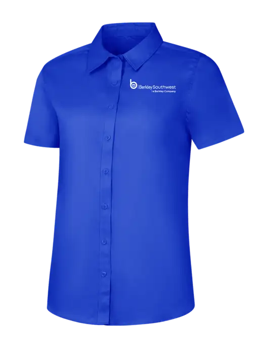 Womens Short Sleeve Dark Royal Superpro React Twill Shirt w/Berkley SW logo