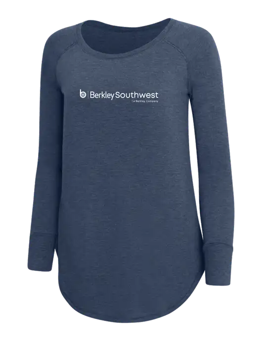 Womens Perfect Wide Collar Tunic Tri-Blend Navy Frost 4.5 oz T-Shirt w/Berkley SW logo