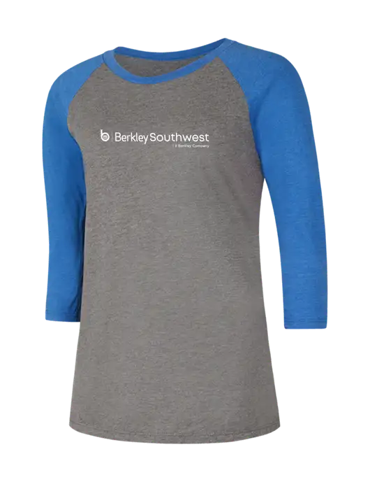 Womens Simply Soft 3/4 Sleeve Royal Frost/Grey Ring Spun Cotton T-Shirt w/Berkley SW logo