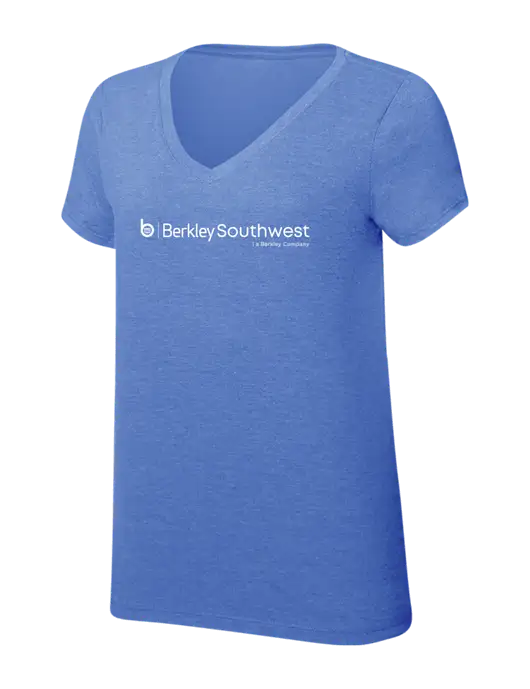 Womens Simply Soft V-Neck Royal Frost 4.5oz  Poly/Combed Ring Spun Cotton T-Shirt w/Berkley SW logo