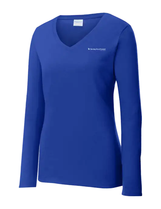 Womens  V-Neck Ring Spun Royal 4.5 oz Long Sleeve T-Shirt w/Berkley SW logo