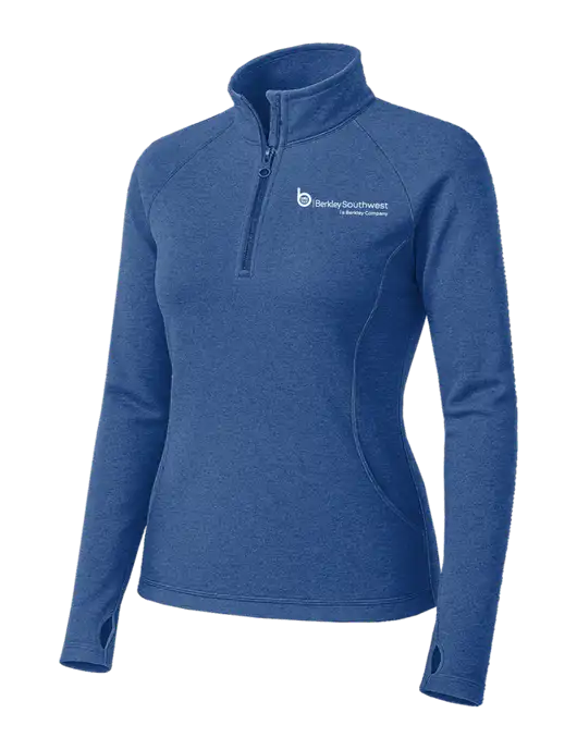 Royal Heather Womens Sport Wick Stretch 1/4 Zip Pullover w/Berkley SW logo