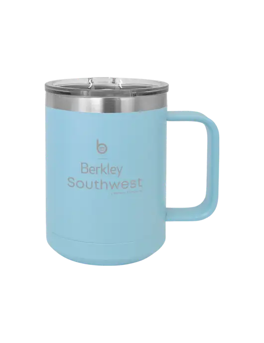 Polar Camel 15 oz Powder Coated Light Blue Vacuum Insulated Mug with Slider Lid w/Berkley SW logo