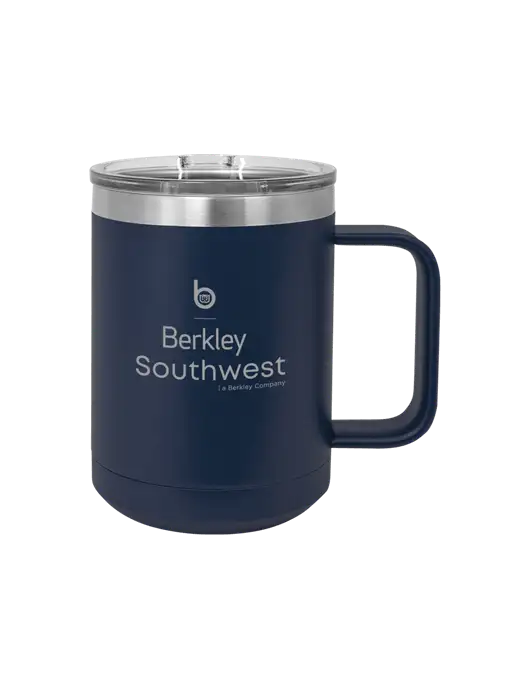 Polar Camel 15 oz Powder Coated Navy Vacuum Insulated Mug with Slider Lid w/Berkley SW logo