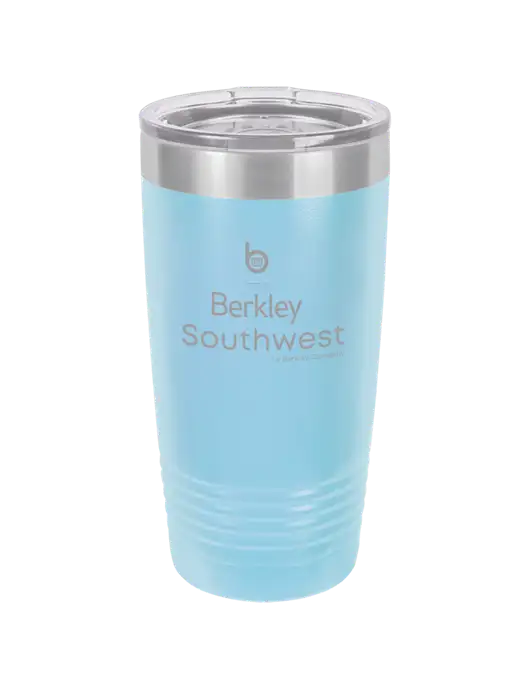 Polar Camel 20 oz Powder Coated Light Blue Vacuum Insulated Tumbler w/Berkley SW logo
