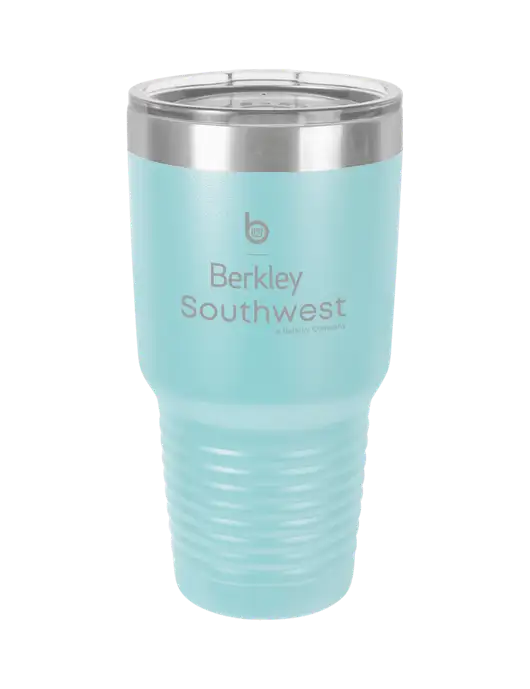 Polar Camel 30 oz Powder Coated Light Blue Vacuum Insulated Tumbler w/Berkley SW logo
