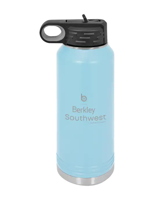 Polar Camel 32 oz Powder Coated Light Blue Vacuum Insulated Water Bottle w/Berkley SW logo