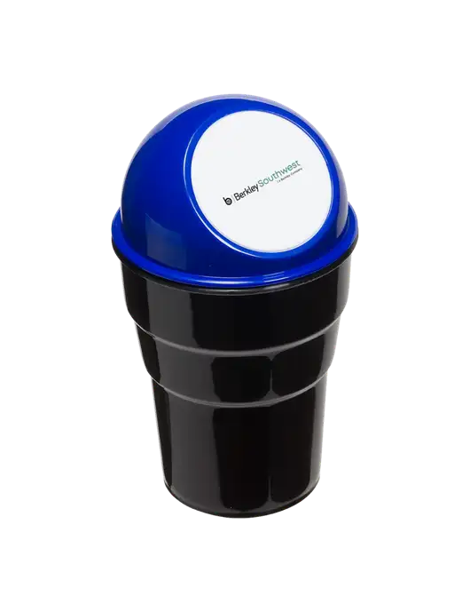 Blue Car Cup Holder Trash Can w/Berkley SW logo
