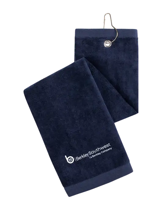 Navy Tri-Fold Golf Towel with Grommet w/Berkley SW logo