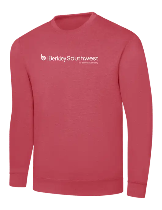 Heather Red 7.8 oz Ring Spun Crew Sweatshirt w/Berkley SW logo