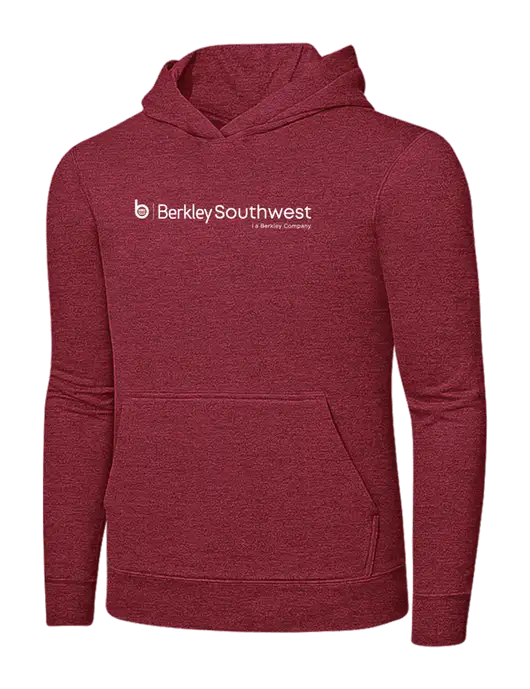 Heather Red 7.8 oz Ring Spun Hooded Sweatshirt w/Berkley SW logo