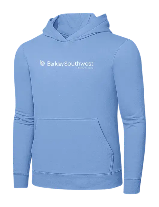 Light Blue 7.8. oz Ring Spun Hooded Sweatshirt w/Berkley SW logo