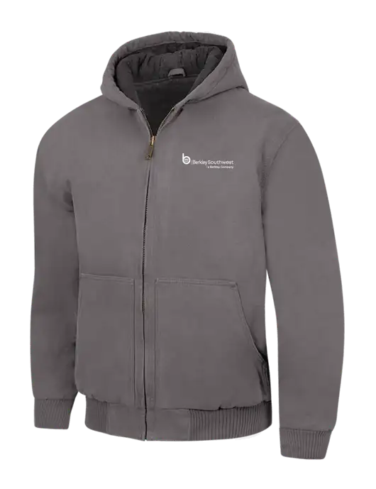 CornerStone Medium Grey Washed Duck Cloth Insulated Hooded Work Jacket w/Berkley SW logo