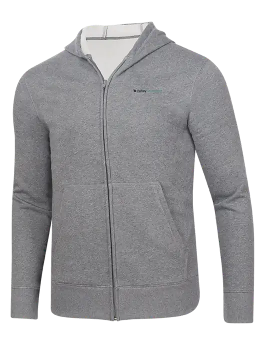 Full-Zip Medium Grey Heather Heavyweight Hooded Sweatshirt w/Berkley SW logo