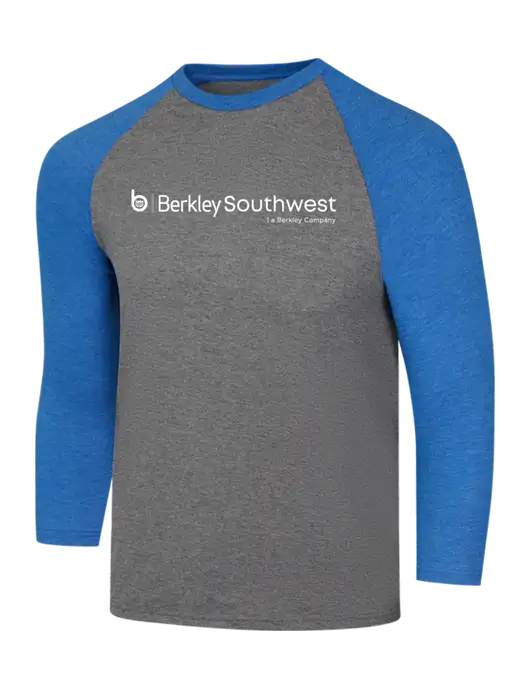 Simply Soft 3/4 Sleeve Royal Frost/Grey Frost Ring Spun Cotton T-Shirt w/Berkley SW logo