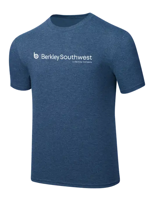 Simply Soft Heathered Navy 4.5oz  Poly/Combed Ring Spun Cotton T-Shirt w/Berkley SW logo