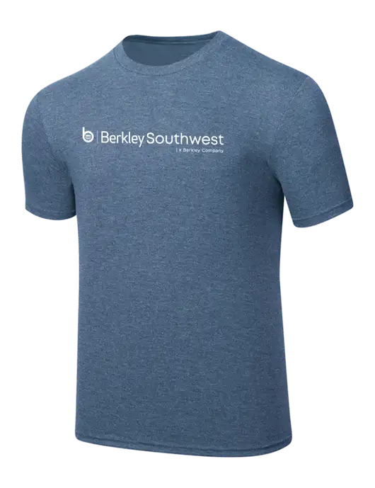 Simply Soft Light Slate Blue Heathered 4.5oz  Poly/Combed Ring Spun Cotton T-Shirt w/Berkley SW logo
