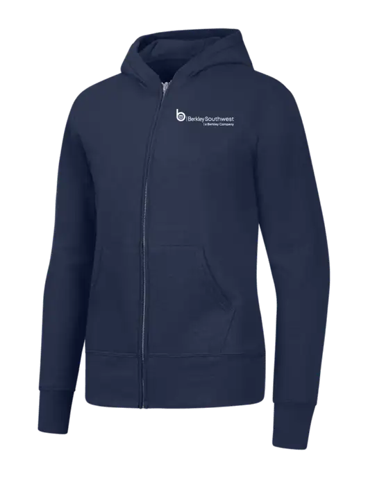 Navy Womens Core Fleece Full-Zip Hooded Sweatshirt w/Berkley SW logo
