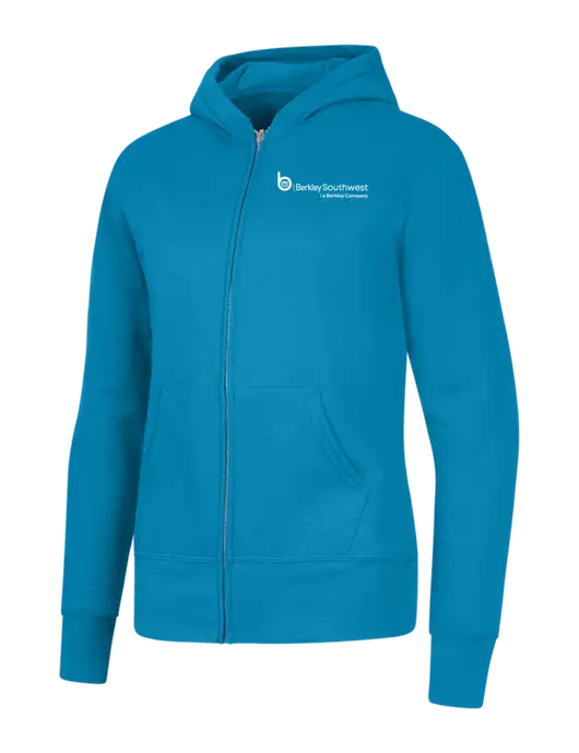 Neon Blue Womens Core Fleece Full-Zip Hooded Sweatshirt w/Berkley SW logo