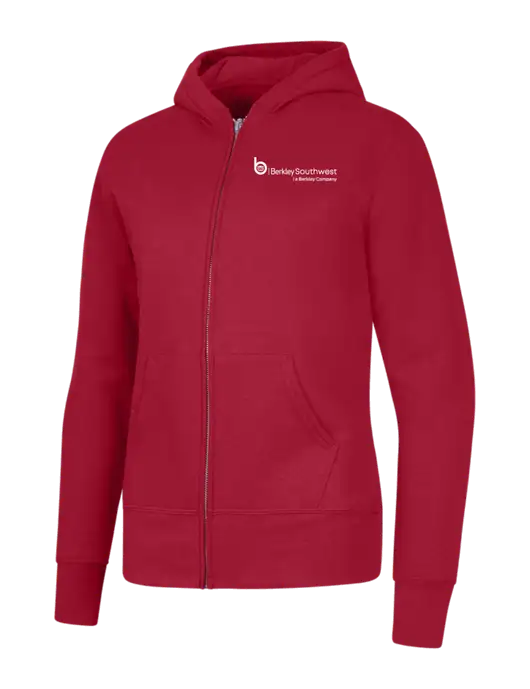 Red Womens Core Fleece Full-Zip Hooded Sweatshirt w/Berkley SW logo