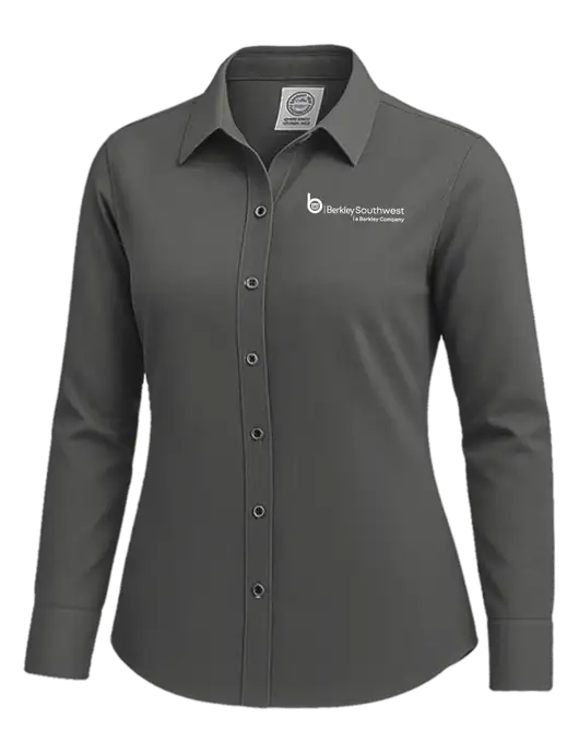 Brooks Brothers Womens Dark Grey Wrinkle-Free Stretch Nailhead Shirt w/Berkley SW logo