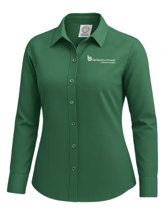 Brooks Brothers Womens Medium Green Wrinkle-Free Stretch Nailhead Shirt w/Berkley SW logo