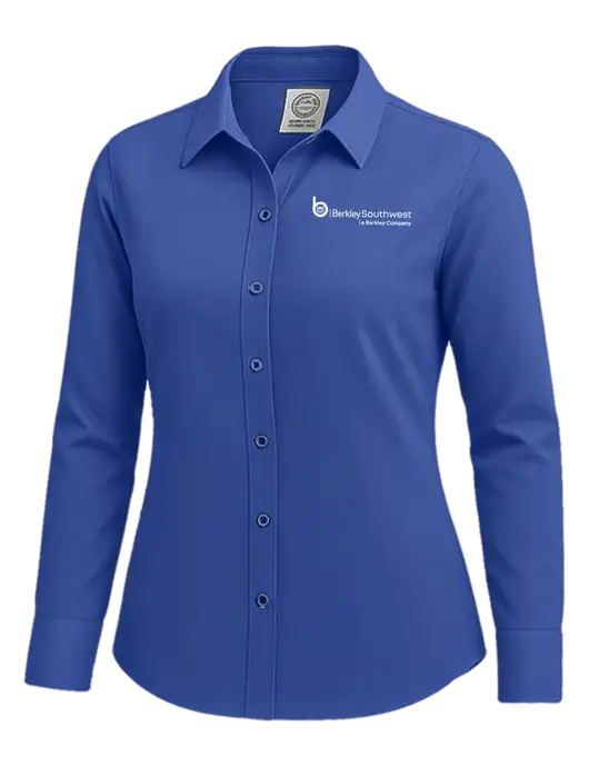 Brooks Brothers Womens Royal Blue Wrinkle-Free Stretch Nailhead Shirt w/Berkley SW logo