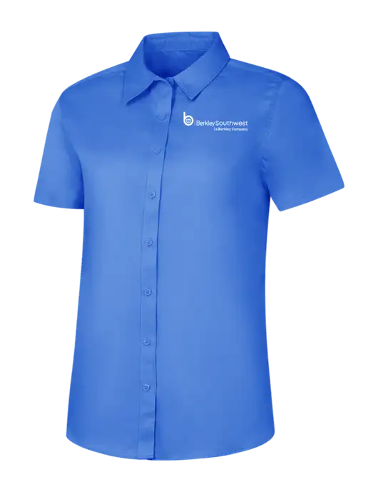 Womens Dark Carolina Blue Short Sleeve Superpro React Twill Shirt w/Berkley SW logo