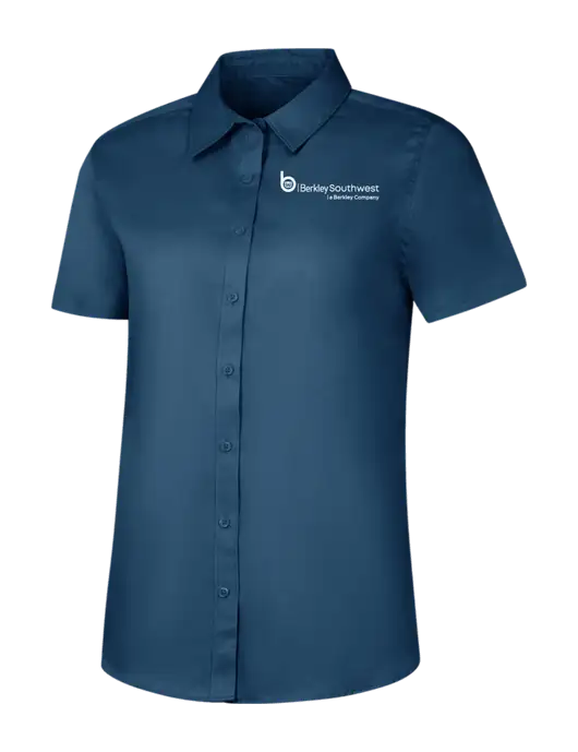 Womens Light Navy Short Sleeve Superpro React Twill Shirt w/Berkley SW logo