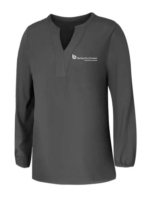 Mercer+Mettle Womens Dark Grey Stretch Crepe 3/4 Sleeve Blouse w/Berkley SW logo