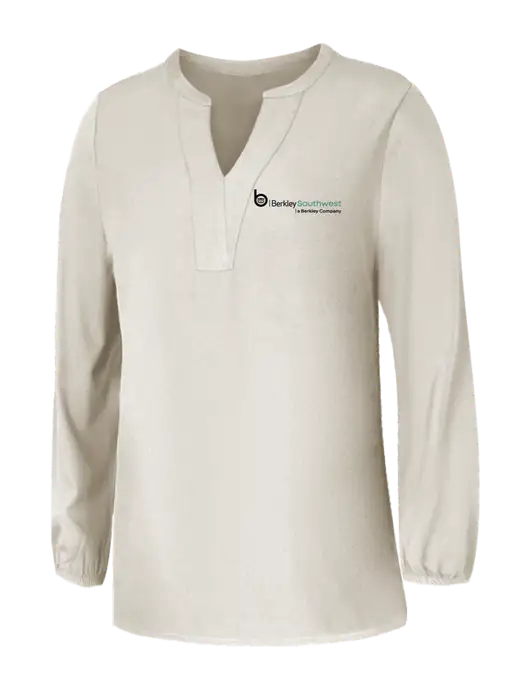 Mercer+Mettle Womens Ivory Stretch Crepe 3/4 Sleeve Blouse w/Berkley SW logo