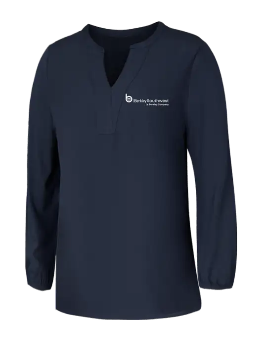 Mercer+Mettle Womens Navy Stretch Crepe 3/4 Sleeve Blouse w/Berkley SW logo