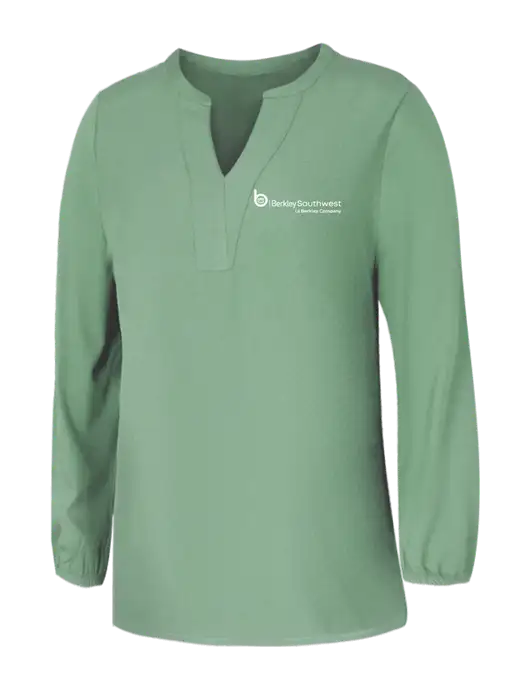 Mercer+Mettle Womens Sage Green Stretch Crepe 3/4 Sleeve Blouse w/Berkley SW logo