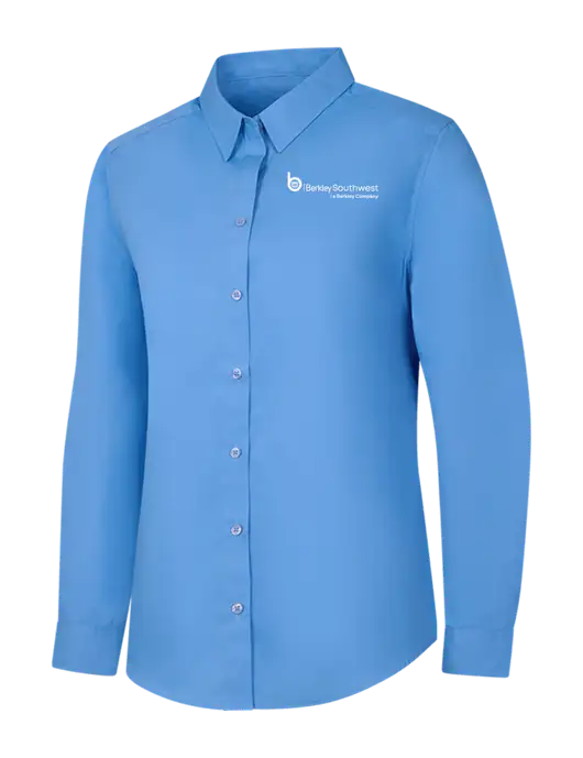 Womens Carolina Blue Long Sleeve Carefree Poplin Shirt w/Berkley SW logo