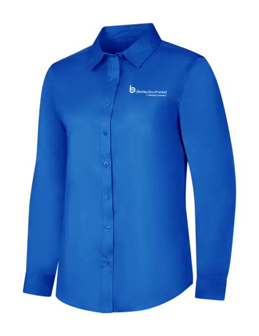 Womens Long Sleeve Royal Blue Superpro React Twill Shirt w/Berkley SW logo