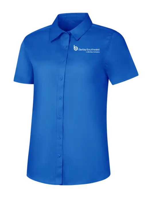Womens Short Sleeve Royal Blue Superpro React Twill Shirt w/Berkley SW logo