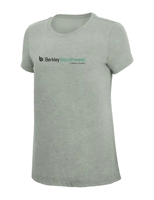 Womens Simply Soft Heathered Light Grey 4.5oz Poly/Combed Ring Spun Cotton T-Shirt w/Berkley SW logo