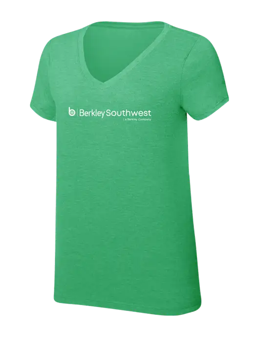 Womens Simply Soft V-Neck Green Frost 4.5oz  Poly/Combed Ring Spun Cotton T-Shirt w/Berkley SW logo