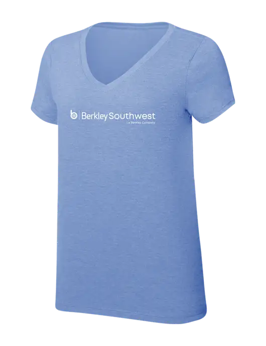 Womens Simply Soft V-Neck Maritime Frost 4.5oz  Poly/Combed Ring Spun Cotton T-Shirt w/Berkley SW logo