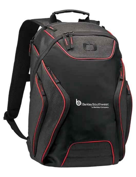 OGIO Red/Heather Grey Hatch Laptop Backpack
 w/Berkley SW logo