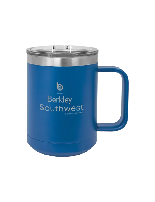 Polar Camel 15 oz Powder Coated Royal Vacuum Insulated Mug with Slider Lid w/Berkley SW logo