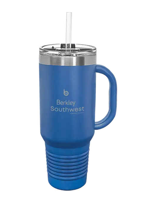 Polar Camel 40 oz. Powder Coated Vacuum Insulated Royal Travel Mug with Straw w/Berkley SW logo