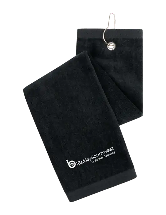 Black Tri-Fold Golf Towel with Grommet w/Berkley SW logo