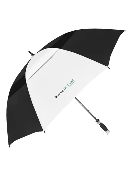 Black/White Vented Typhoon Tamer Golf Umbrella w/Berkley SW logo