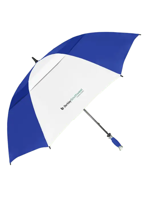 Royal/White Vented Typhoon Tamer Golf Umbrella w/Berkley SW logo
