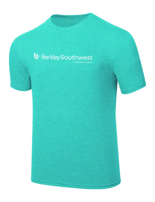 Simply Soft Light Teal Heathered 4.5oz  Poly/Combed Ring Spun Cotton T-Shirt w/Berkley SW logo
