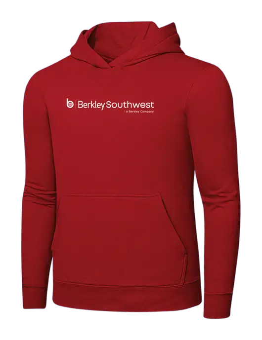 Bright Red 8.5 oz Ring Spun Hooded Sweatshirt w/Berkley SW logo
