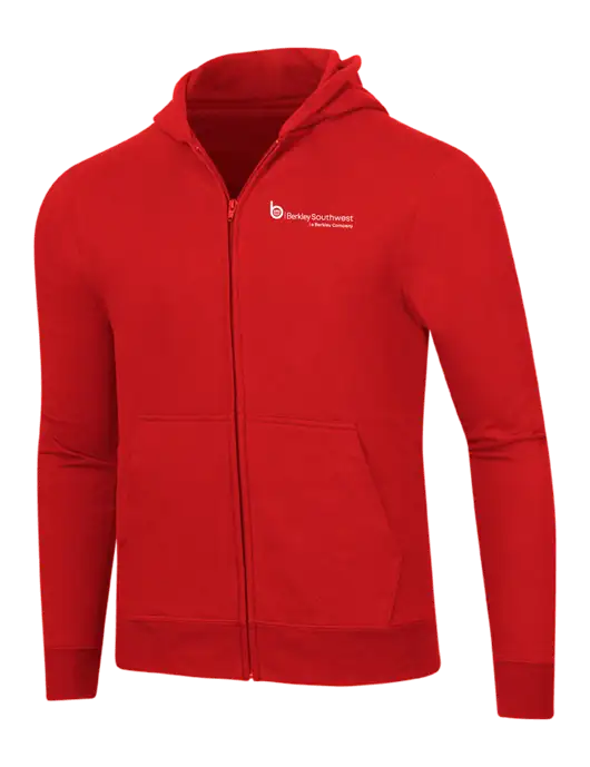 Bright Red 8.5 oz Ring Spun Zip Hooded Sweatshirt w/Berkley SW logo