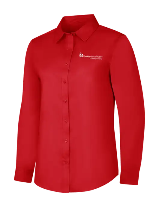 Red Womens Long Sleeve Superpro React Twill Shirt w/Berkley SW logo