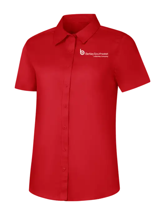 Womens Red Short Sleeve Superpro React Twill Shirt w/Berkley SW logo